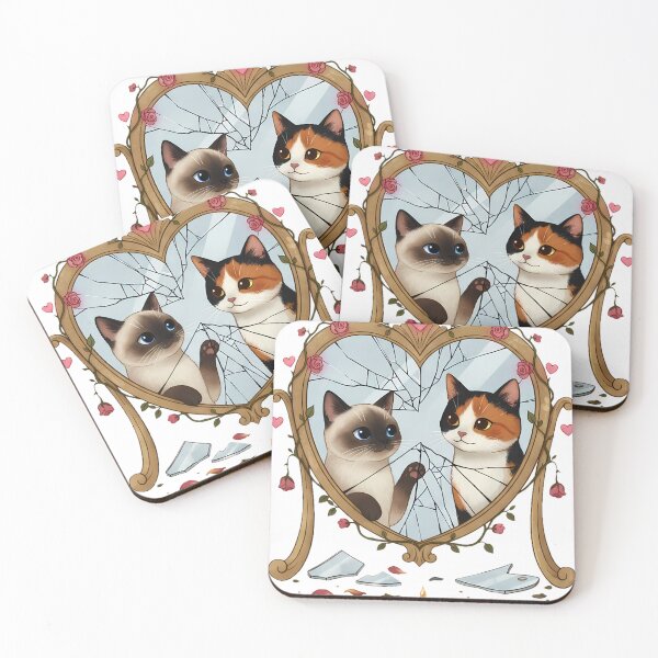 Item preview, Broken Heart Mirror Cats | Romantic Melancholy Love designed and sold by meesub.