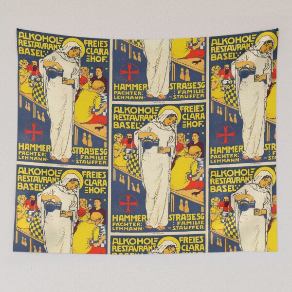 Item preview, Vintage Basel Restaurant Poster | Art Nouveau Style | Early 20th Century Design | Alcohol-Free Dining | Bold Colors & Typography designed and sold by artofuniverse.