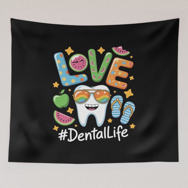 Item preview, LOVE Dental Life Cute Tooth Flip Flops Summer designed and sold by RoyTill0Art.