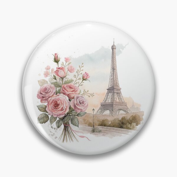 Item preview, Parisian Romance – Eiffel Tower and Pink Roses Watercolor Illustration by Vivo Studio designed and sold by VivoStudio.