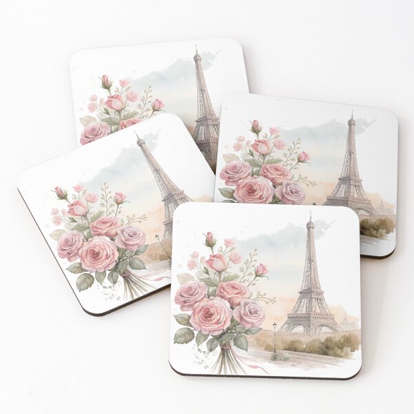Item preview, Parisian Romance – Eiffel Tower and Pink Roses Watercolor Illustration by Vivo Studio designed and sold by VivoStudio.