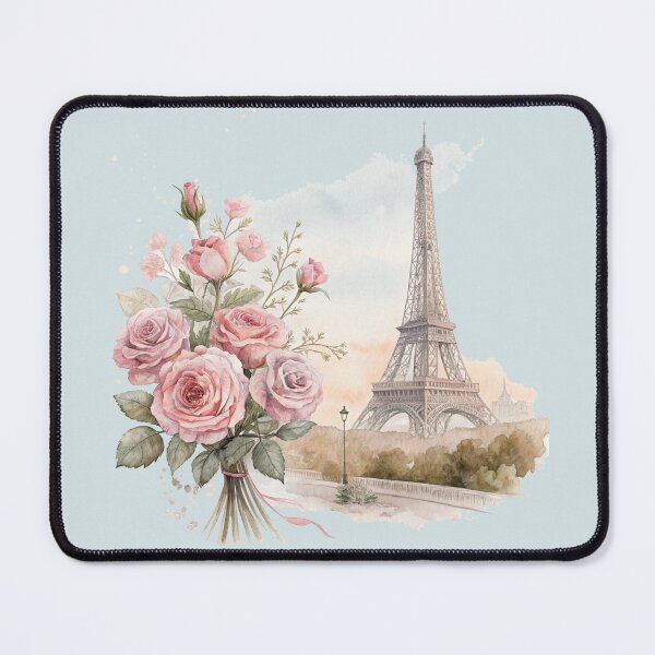 Item preview, Parisian Romance – Eiffel Tower and Pink Roses Watercolor Illustration by Vivo Studio designed and sold by VivoStudio.