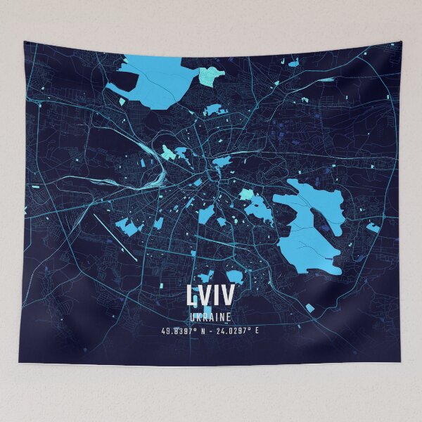 Item preview, Lviv Midnight City Map designed and sold by HomeLivingCo.