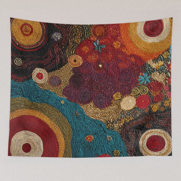 Item preview, Aboriginal Inspired Dot Art - Australian Floral Landscape designed and sold by GrinGalore.