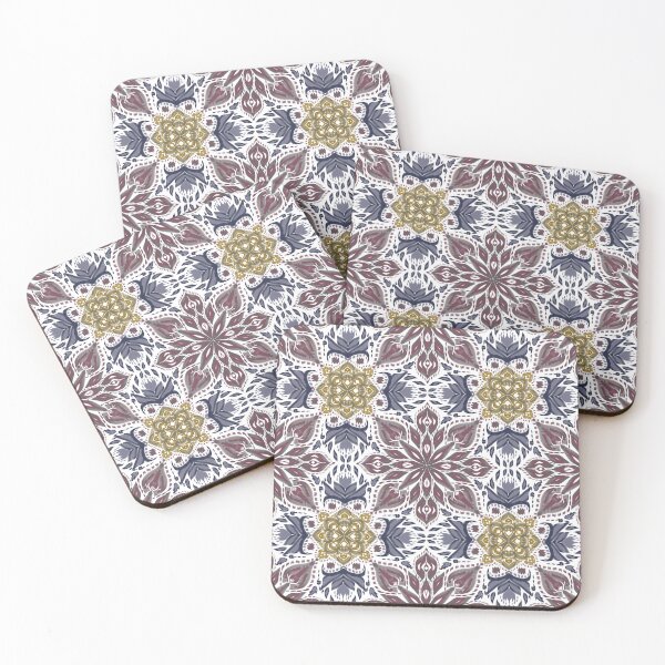 Item preview, Red flower Ikat pattern on blue base designed and sold by Dechaphopearsri.