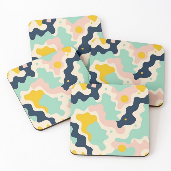 Item preview, Playful Retro Waves Pattern | Abstract Wavy Shapes in Pastel and Navy Blue designed and sold by Oximus.