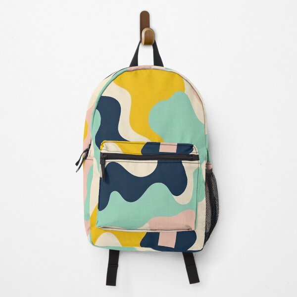 Item preview, Playful Retro Waves Pattern | Abstract Wavy Shapes in Pastel and Navy Blue designed and sold by Oximus.