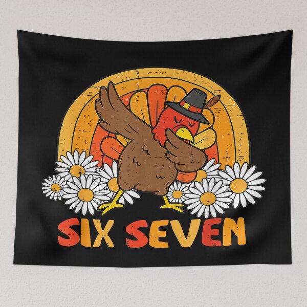 Item preview, Title: Retro Dabbing Turkey Six Seven Groovy Daisy Flower Vintage Thanksgiving designed and sold by GenioFin.
