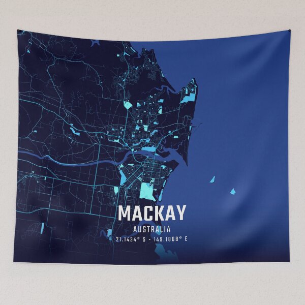 Item preview, Mackay Midnight City Map designed and sold by HomeLivingCo.