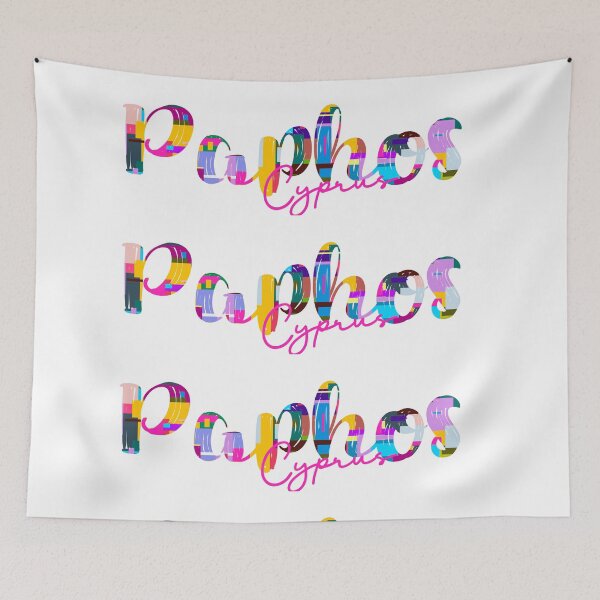 Item preview, Paphos, Cyprus, Vibrant Abstract City Typography Art designed and sold by Wanderful-roads.
