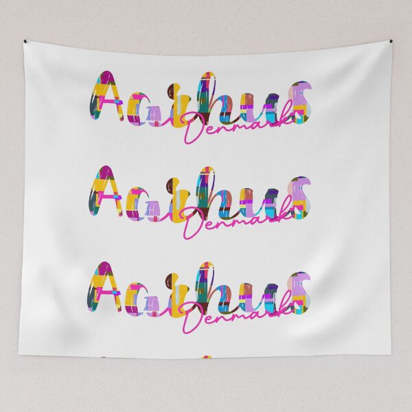 Item preview, Aarhus, Denmark, Vibrant Abstract City Typography Art designed and sold by Wanderful-roads.