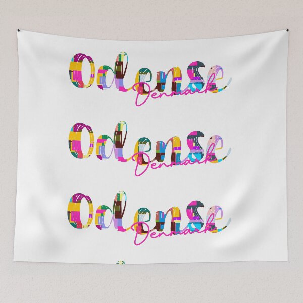 Item preview, Odense, Denmark, Vibrant Abstract City Typography Art designed and sold by Wanderful-roads.