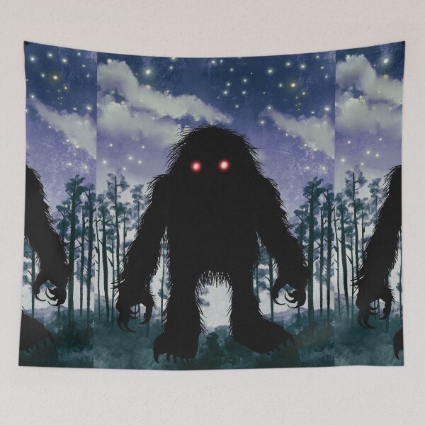 Item preview, Sasquatch bigfoot horror in the dark wood illustration designed and sold by Vintage Designs +.