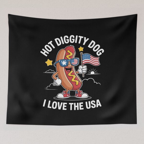 Item preview, Hot Diggity Dog - USA American Flag 4th of July Fourth  designed and sold by THagBlue.