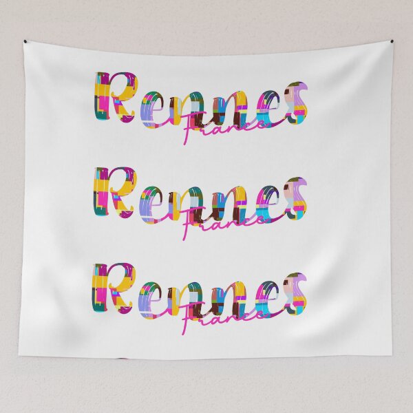 Item preview, Rennes, France, Vibrant Abstract City Typography Art designed and sold by Wanderful-roads.