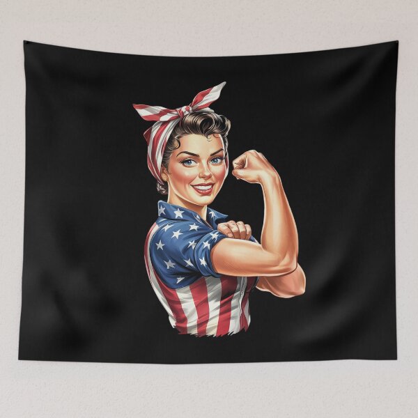 Item preview, Labor Day for Women Rosie the Riveter American Flag  designed and sold by THagBlue.