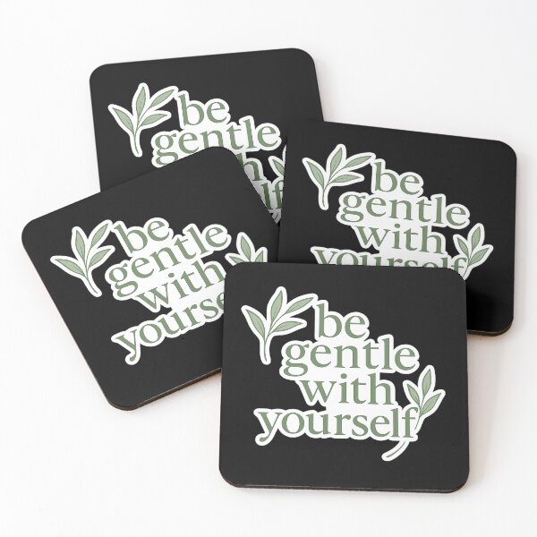 Item preview, Be Gentle with Yourself Sticker – Minimalist Green Self-Care Quote designed and sold by astersgraphics.