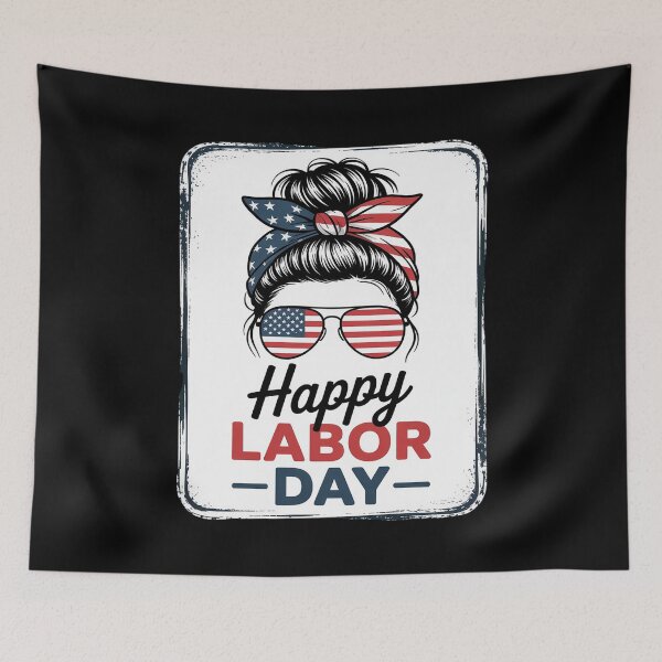 Item preview, Messy Bun Happy Labor Day American Flag Men Women  designed and sold by THagBlue.
