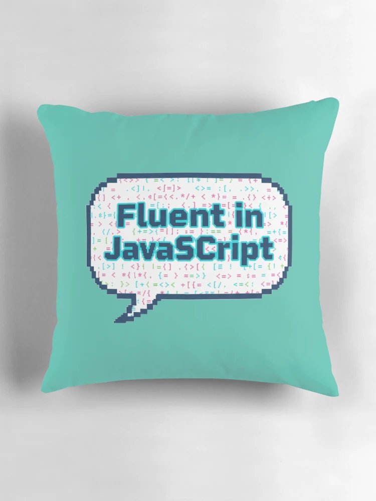 Thumbnail 3 of 4, Pillow, Fluent JavaScript Geek Humor Art designed and sold by WiserShop.