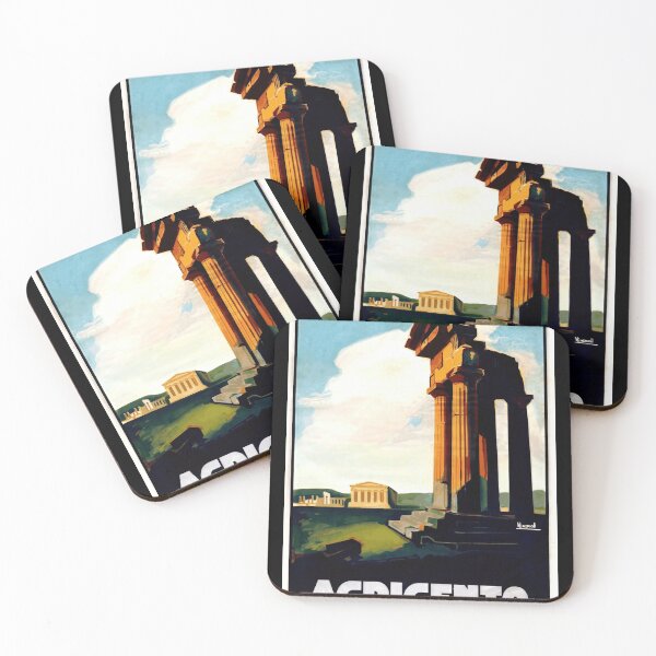 Item preview, Vintage Agrigento Travel Poster | Ancient Ruins in Sicily | Greek Architecture Art | Valley of the Temples | UNESCO Heritage designed and sold by artofuniverse.