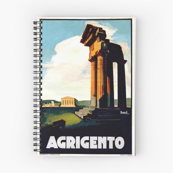 Item preview, Vintage Agrigento Travel Poster | Ancient Ruins in Sicily | Greek Architecture Art | Valley of the Temples | UNESCO Heritage designed and sold by artofuniverse.