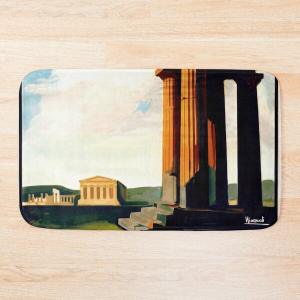 Item preview, Vintage Agrigento Travel Poster | Ancient Ruins in Sicily | Greek Architecture Art | Valley of the Temples | UNESCO Heritage designed and sold by artofuniverse.