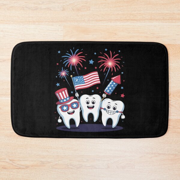 Item preview, Three Teeth 4th Of July US Flag Firework Dentist Dental Team designed and sold by RuthGAArt.