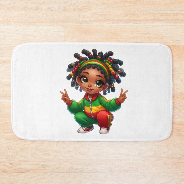 Aperçu de l'œuvre Dessin d'une jolie fille | Cheveux afro ornés de perles et survêtement rasta créée et vendue par Lulunza.