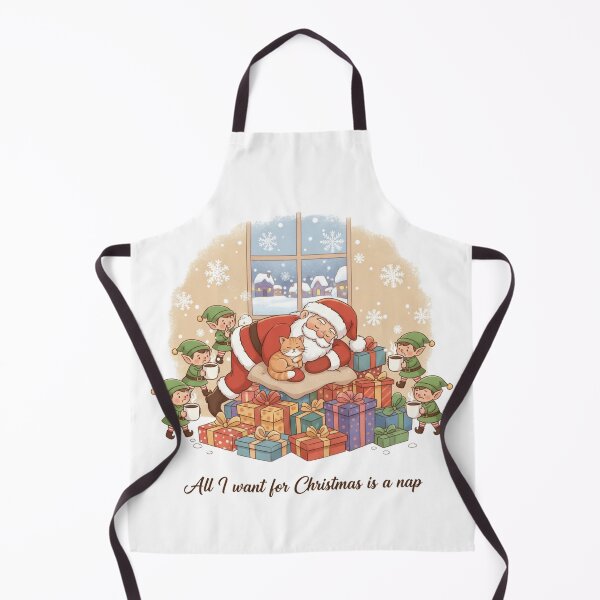 Item preview, Tired Santa and Cat Want a Nap designed and sold by WildLeafDigital.