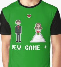 Video Game Wedding New Game Plus 8bit Bride and Groom Graphic T-Shirt