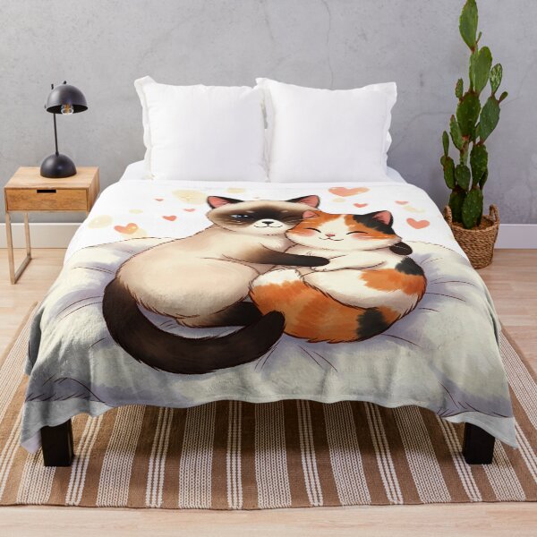 Item preview, Sweet Feline Hug: Adorable Siamese and Calico Cat Friends designed and sold by meesub.