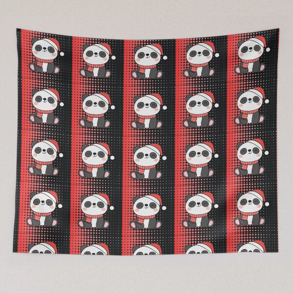 Item preview, Christmas Panda in Santa Hat and Scarf designed and sold by lovelynong.