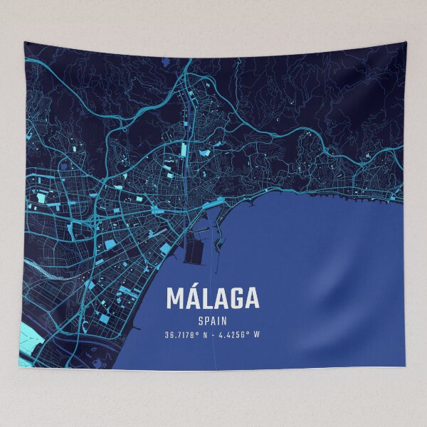 Item preview, Málaga Midnight City Map designed and sold by HomeLivingCo.