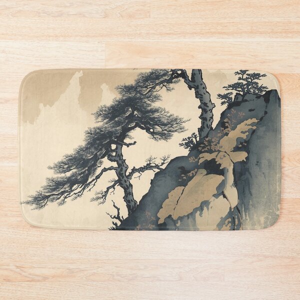 Item preview, Windswept Pines – Ukiyo-e Ink Wash Landscape in Japanese Sumi-e Style designed and sold by Vandy Fullam.