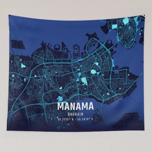 Item preview, Manama Midnight City Map designed and sold by HomeLivingCo.