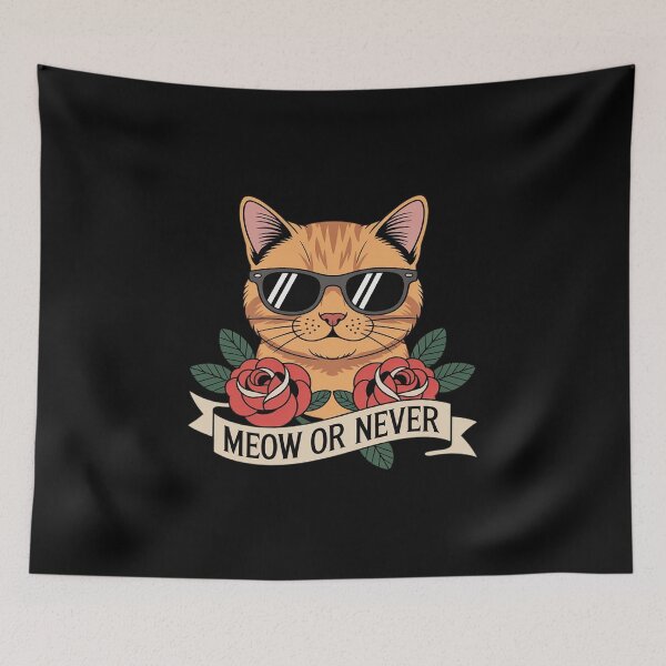 Item preview, Greaser Rockabilly Cat Pun Meow or Never Cat designed and sold by tabdejinti.