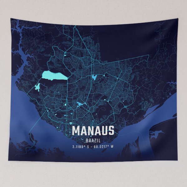 Item preview, Manaus Midnight City Map designed and sold by HomeLivingCo.