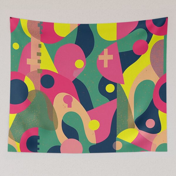Item preview, Maximum Pop: Layered Abstract Pattern in Bold Pink, Teal, and Neon Yellow designed and sold by Oximus.