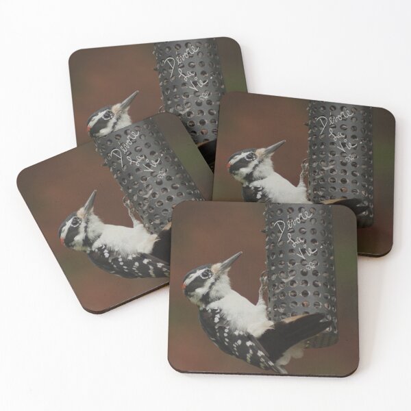 Item preview, Male Spotted Woodpecker at Feeders designed and sold by Production Art Manon Meilleur.