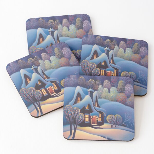 Item preview, Whimsical Snowy Cottage at Dusk - Cozy Winter Art designed and sold by Haji-S.