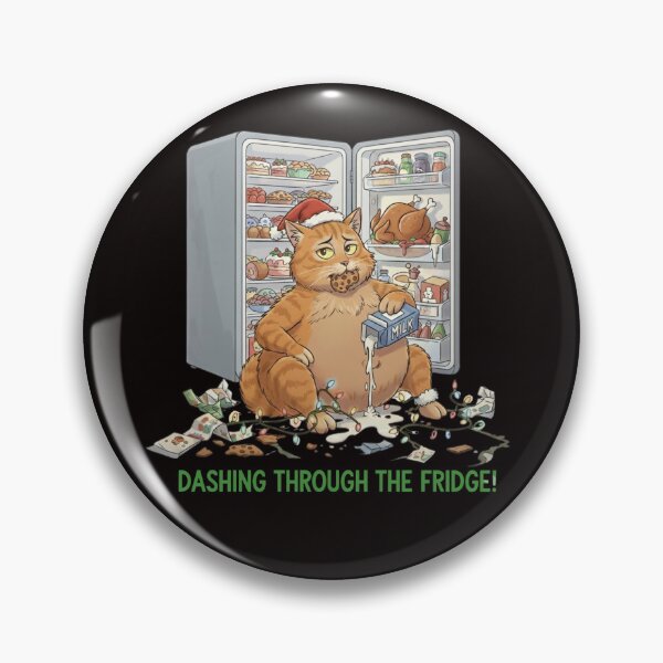 Item preview, Naughty Christmas Cat Raids the Fridge designed and sold by WildLeafDigital.