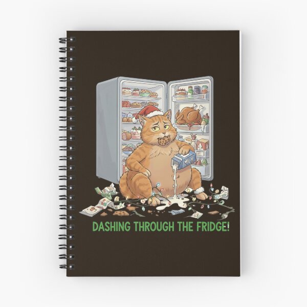 Item preview, Naughty Christmas Cat Raids the Fridge designed and sold by WildLeafDigital.
