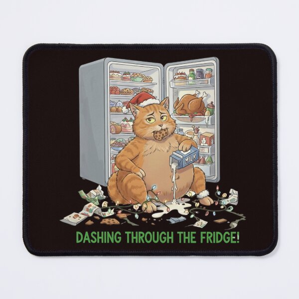 Item preview, Naughty Christmas Cat Raids the Fridge designed and sold by WildLeafDigital.