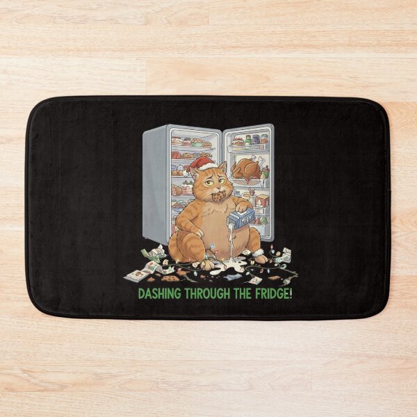 Item preview, Naughty Christmas Cat Raids the Fridge designed and sold by WildLeafDigital.