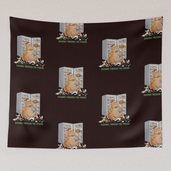 Item preview, Naughty Christmas Cat Raids the Fridge designed and sold by WildLeafDigital.