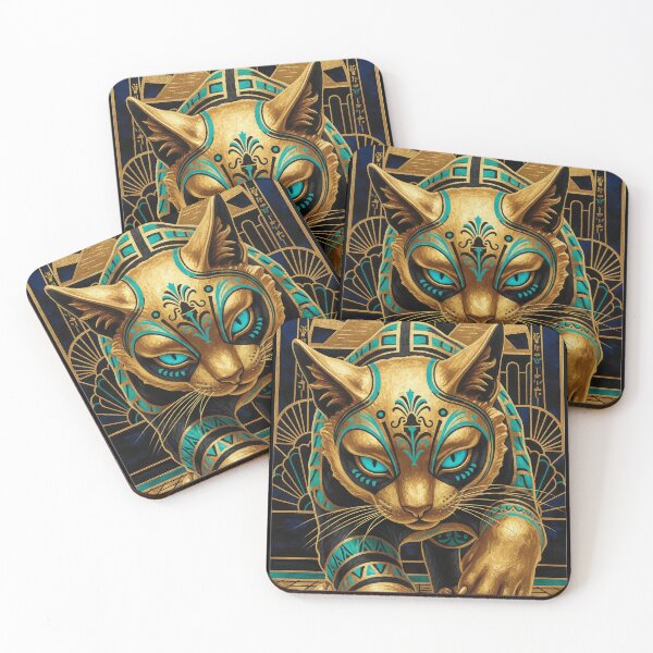 Item preview, Bastet Cat Goddess Frontal Stance | Egyptian Revival Art Deco Nouveau | Luxury Gallery Art Print | designed and sold by Vintage Poster Gallery.