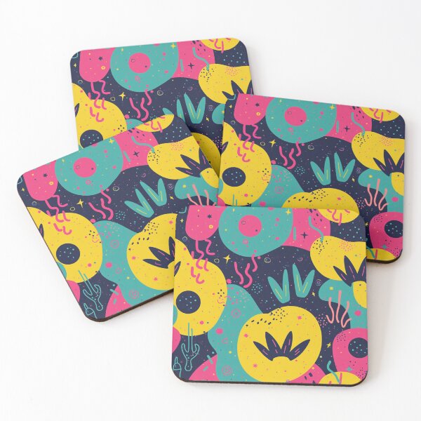 Item preview, Cosmic Tropical Abstract Pattern | Neon Yellow, Magenta and Teal Folk Art designed and sold by Oximus.