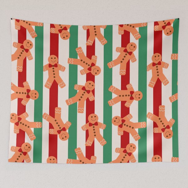 Item preview, Gingerbread Man On Christmas Red And Green Stripes designed and sold by Yasminepatterns .