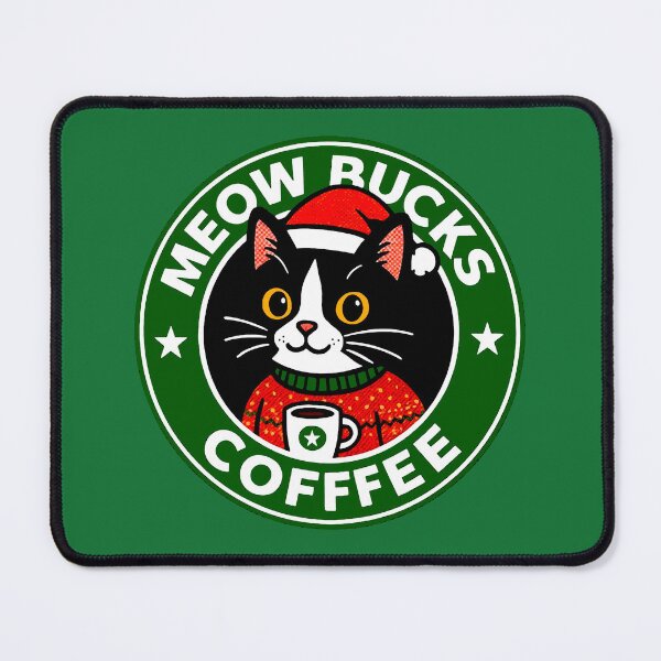 Item preview, Meow Bucks Coffee Black and White Cat Christmas Hat Sweater designed and sold by plushism.