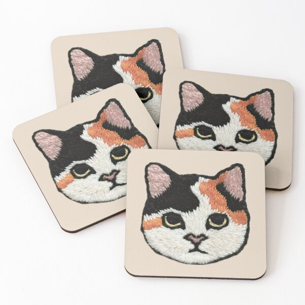 Item preview, Hand-Embroidered Cute Calico Cat Face Patch designed and sold by OzzyMac.